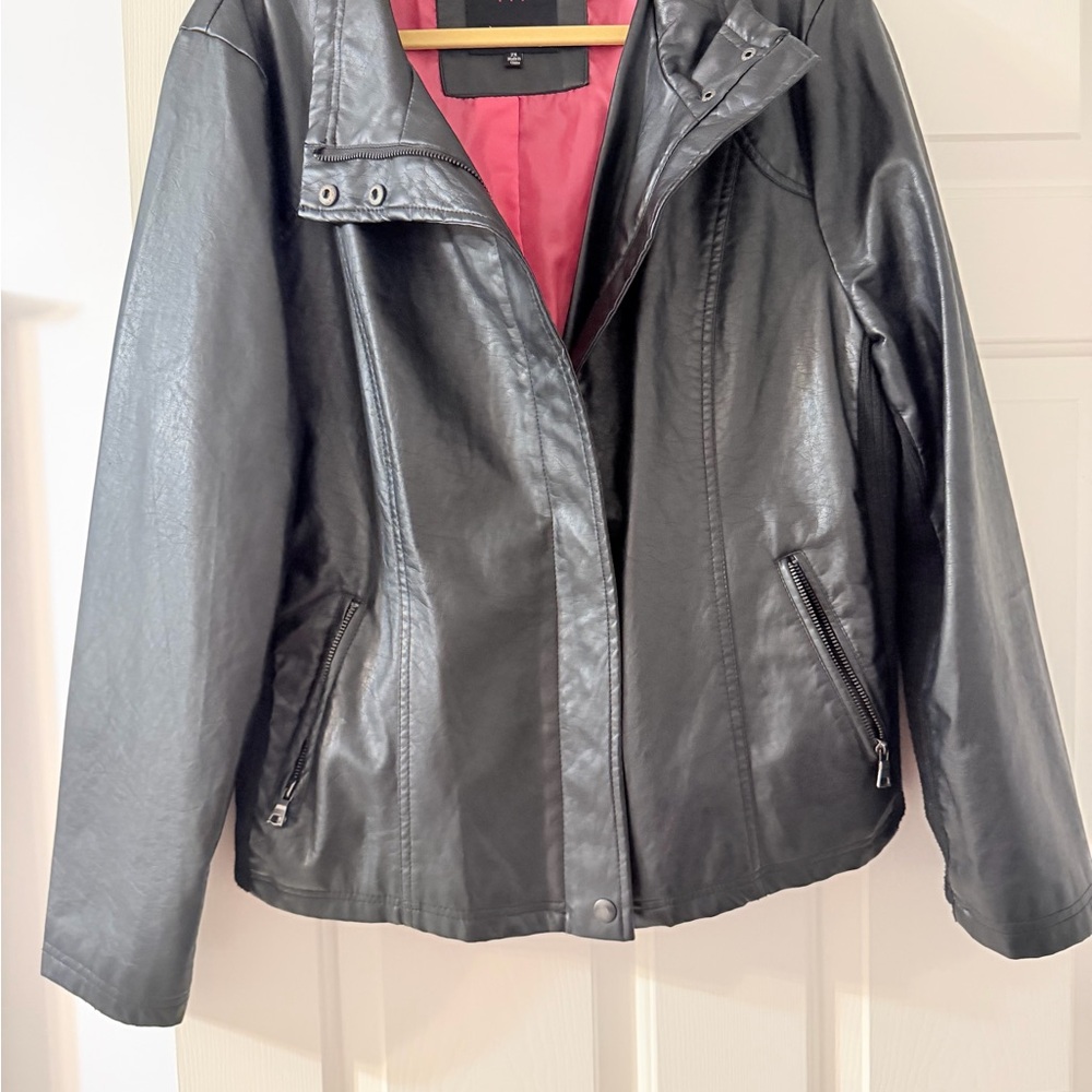 Therapy Midnight Leather Jacket with Crimson Interior